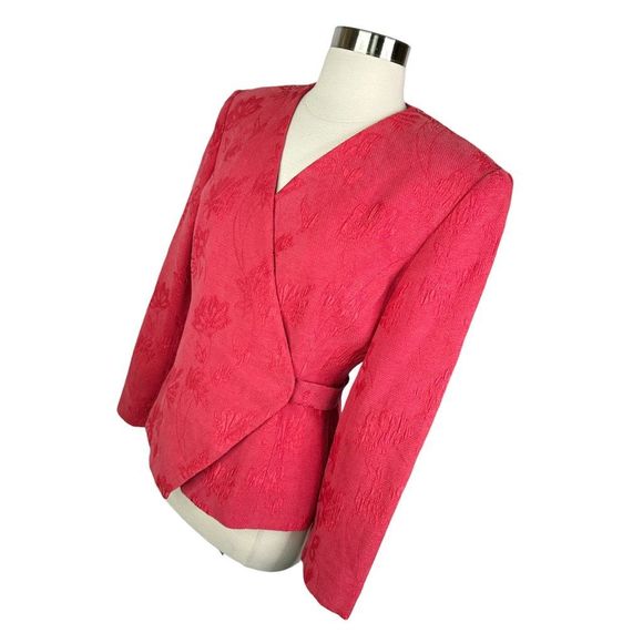 Vintage Christian Dior Red Wrap Front Blazer - Size 6 - Picture 2 of 13